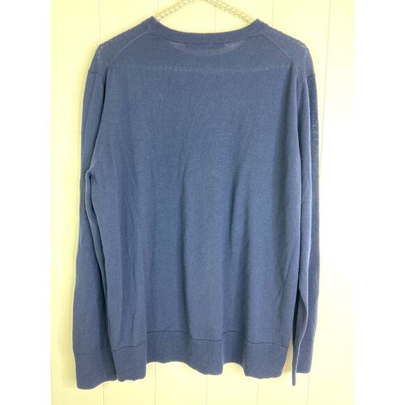 Jenni Kayne Navy Blue 100% Merino Wool Fine Knit Crew Neck Sweater Size XXL - Picture 5 of 6